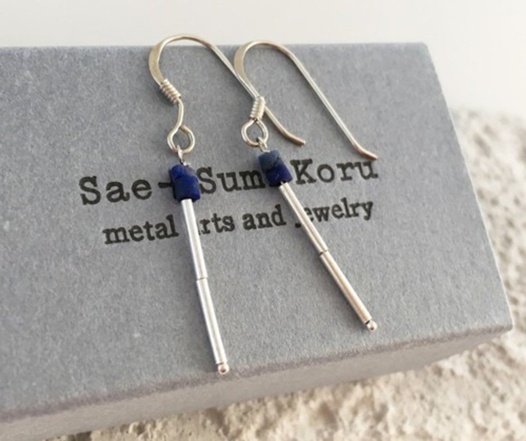 Ice earrings ◆ Icicles ◆ Natural lapis lazuli ◆ Karen Silver earrings / Clip-On - 耳环/耳夹 - 宝石 