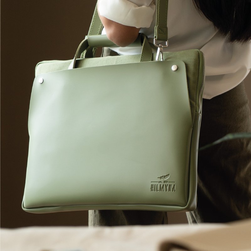 Handmade Faux Leather Laptop Bag 15inch with shoulder strap(Free name engraving) - 电脑包 - 人造皮革 多色