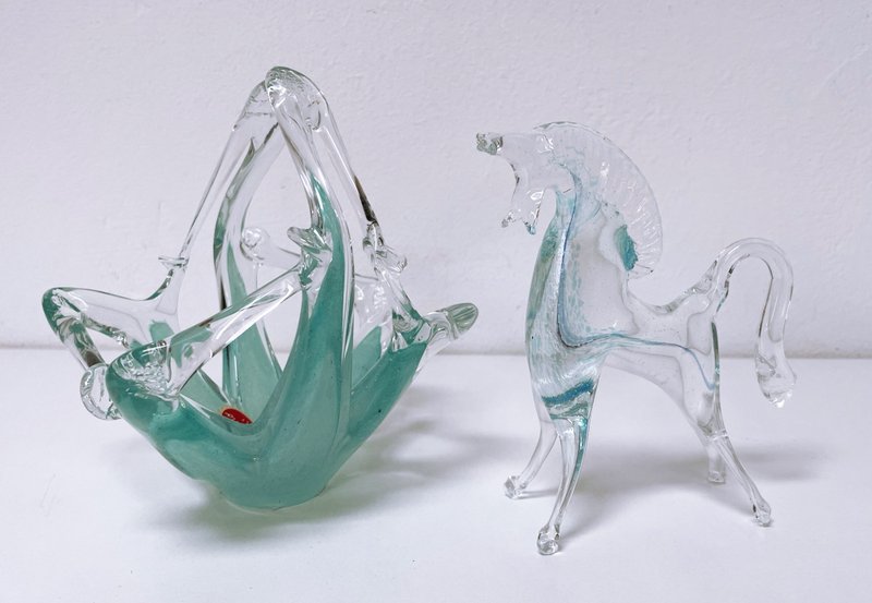 Murano – 绿松石玻璃篮和小马设计物品 - 摆饰 - 玻璃 