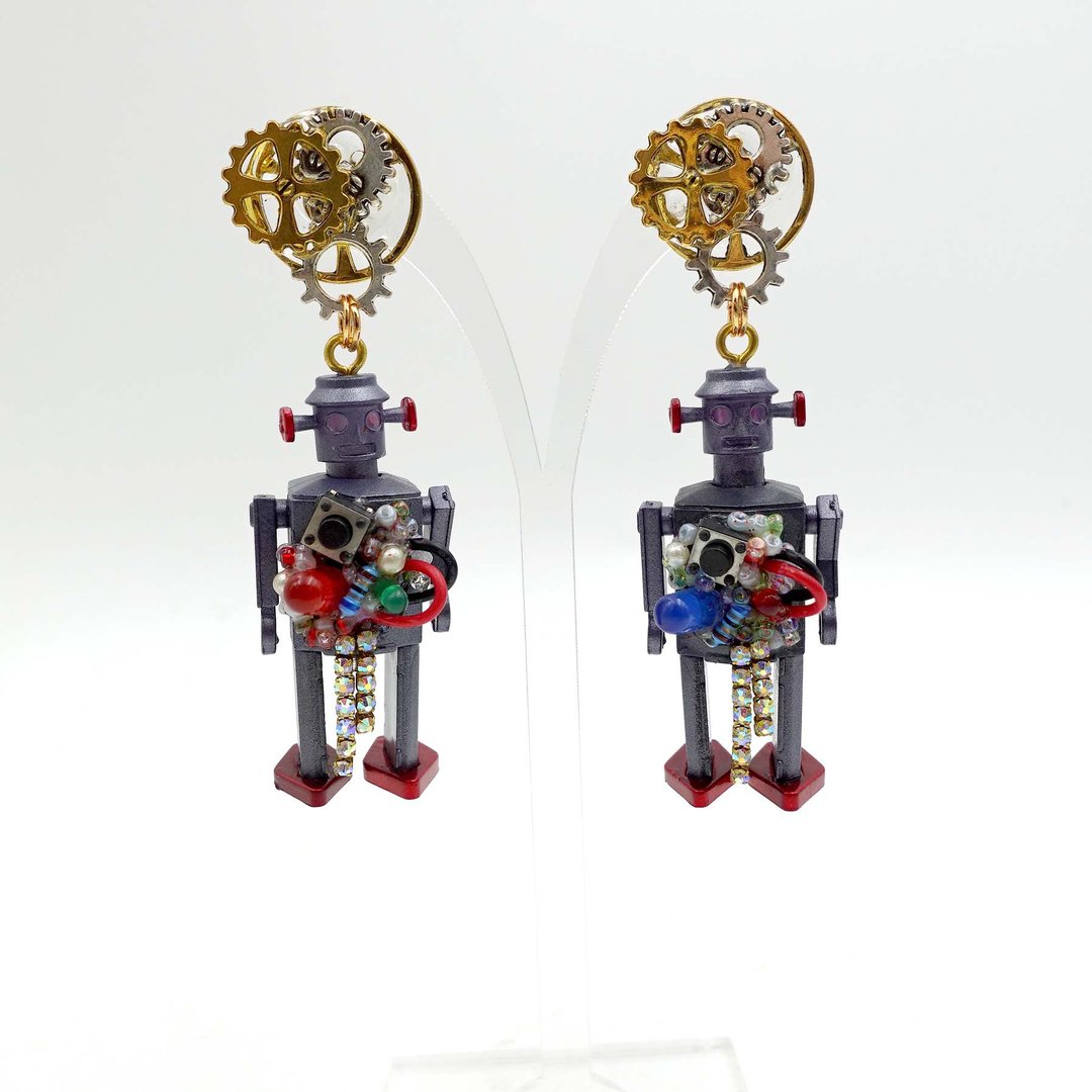 TIMBEE LO 手工制 爆炸机械人耳环 齿轮耳钉 怀旧机器人STEAMPUNK - 耳环/耳夹 - 塑料 多色