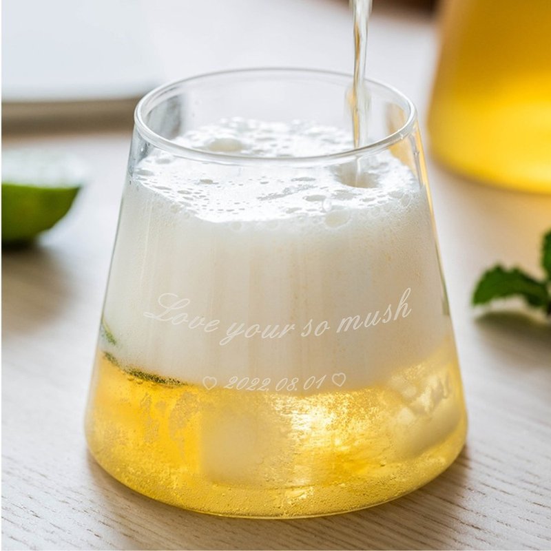 刻字富士山杯 早安杯 定制玻璃杯 富士山杯 玻璃杯订制 - 玻璃杯 - 玻璃 白色