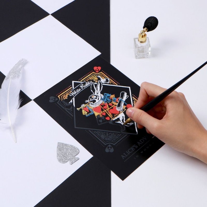 LAGO-爱丽丝手刮彩色明信片-白兔先生,LGO40761 - 卡片/明信片 - 纸 多色