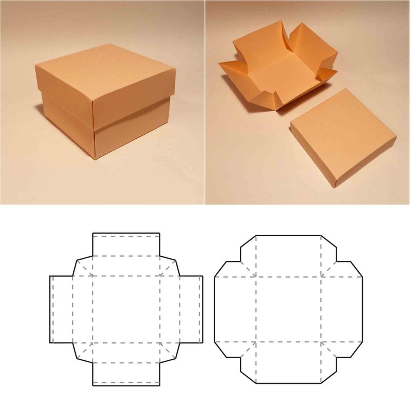 Box with lid template, square box with lid, gift box with lid, SVG, PDF, Cricut - 图文模板设计 - 其他材质 