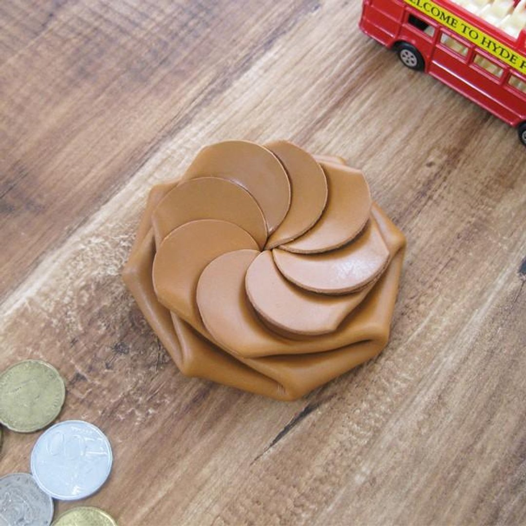 British bridle leather one-touch coin case TAN - 零钱包 - 真皮 咖啡色