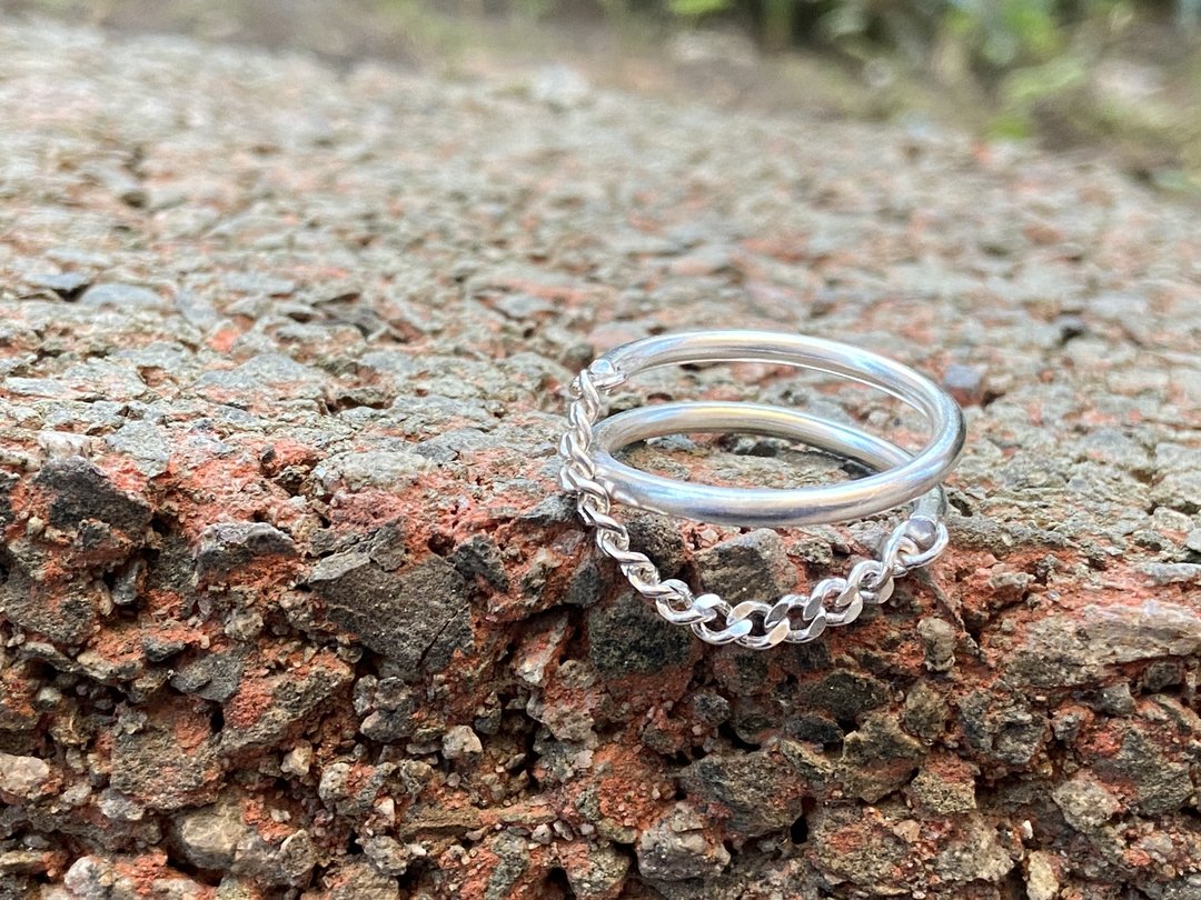 纯银 缠绕 银链 链戒 戒指 S319 - 戒指 - 纯银 银色