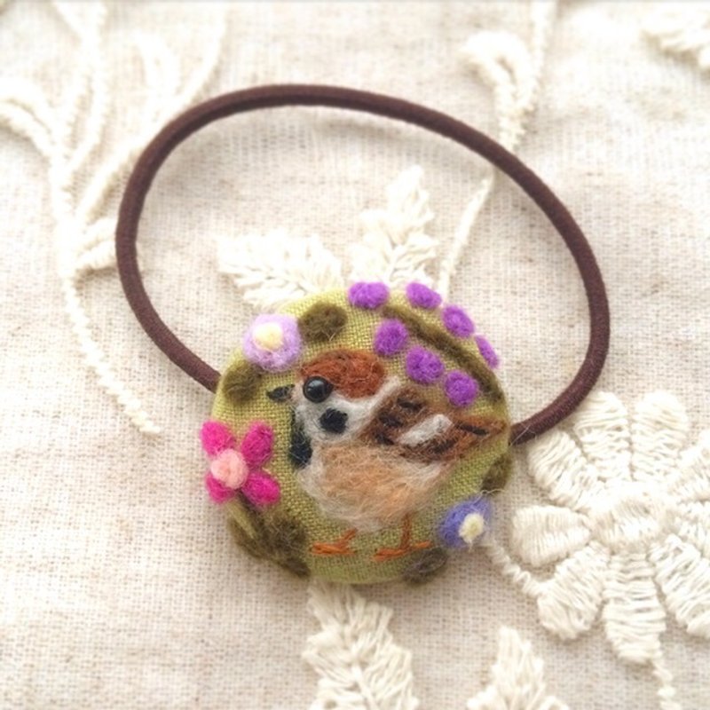 hair elastic of sparrow - 发饰 - 棉．麻 绿色