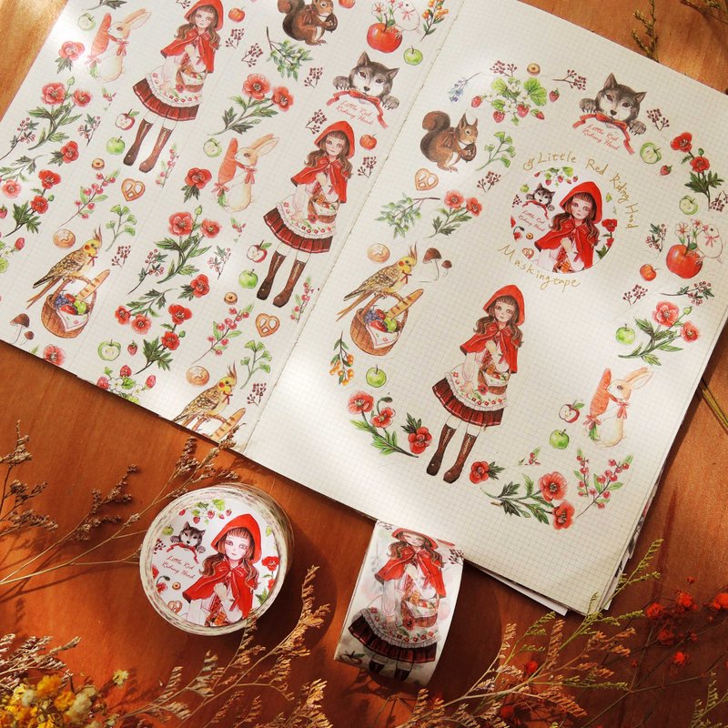 小红帽与大野狼纸胶带 - 纸胶带 - 纸 红色