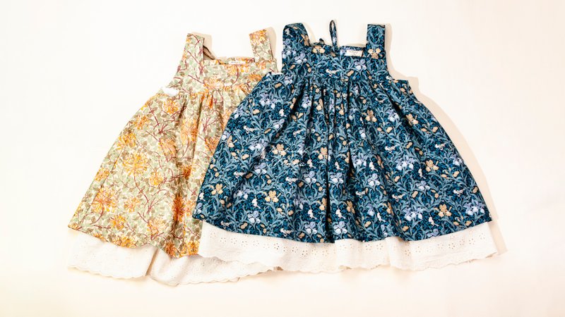 Handmade by Mina 复古系列澎澎小肩洋装 生日礼 周岁礼 赠送礼盒 - 童装裙 - 棉．麻 多色