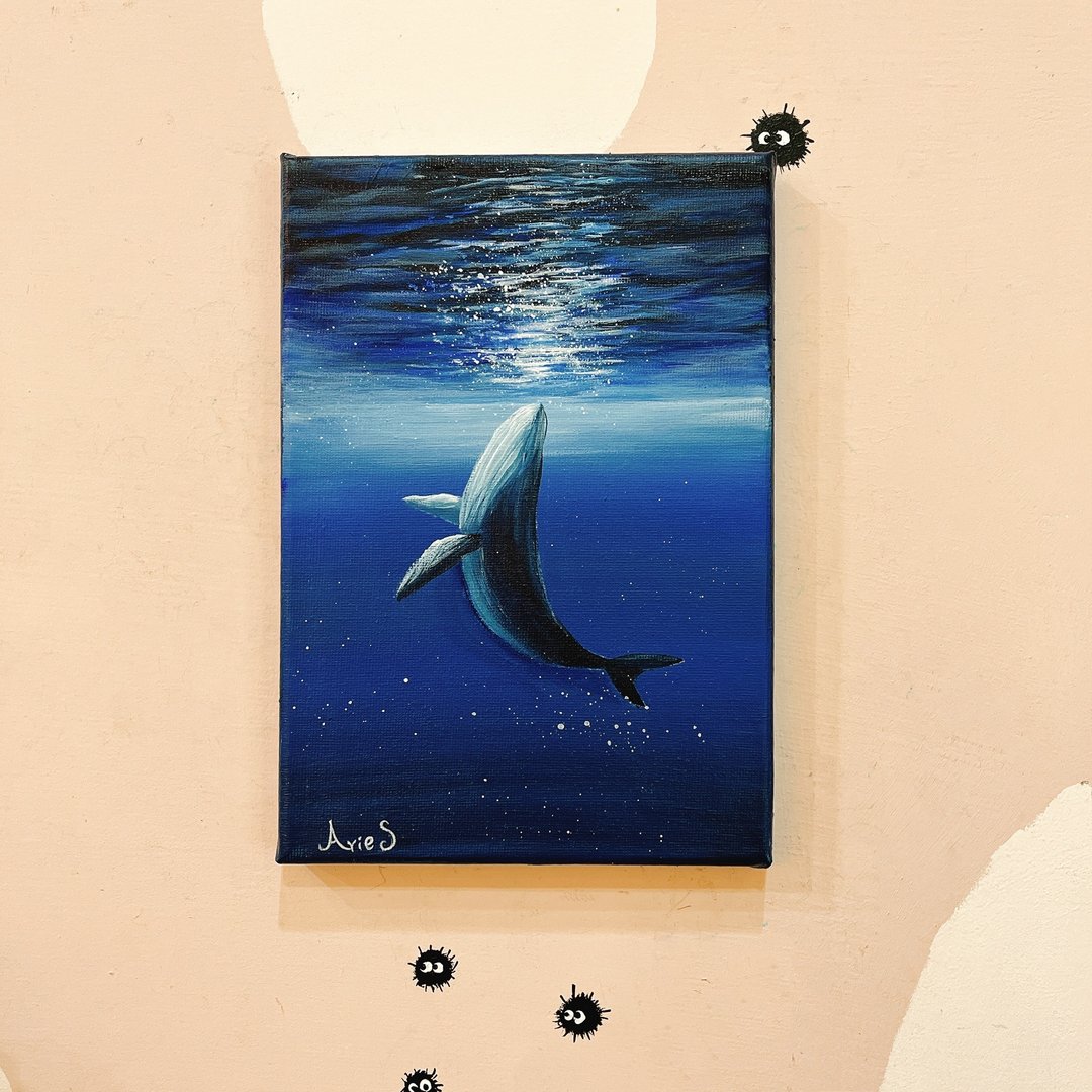 夏日海洋 鲸鱼 压克力画 油画课程 生日礼物  无绘画基础可学 - 插画/绘画/写字 - 棉 