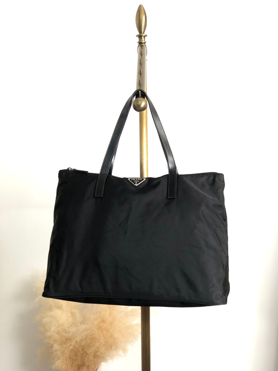 【日本直送 名牌中古包】PRADA 普拉达 手提包 黑色 三角标志 尼龙 托特包 vintage 古着 cxhrm8 - 手提包/手提袋 - 尼龙 黑色