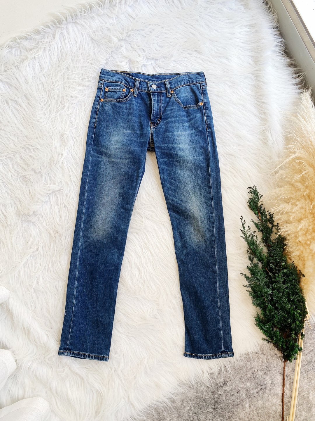 levis / 511 W29L30 湖海蓝经典刷色 古着丹宁牛仔长裤 vintage - 男士长裤 - 棉 蓝色