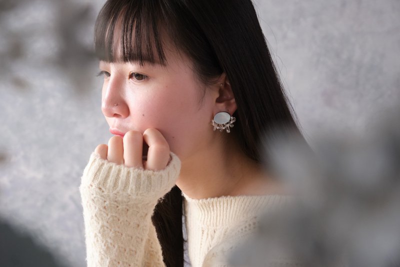 黑蝶贝水晶耳环 │好运 正能量 - 耳环/耳夹 - 半宝石 黑色