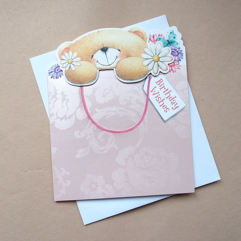 礼物袋冒出熊熊【Hallmark-ForeverFriends卡片 生日祝福】 - 卡片/明信片 - 纸 多色
