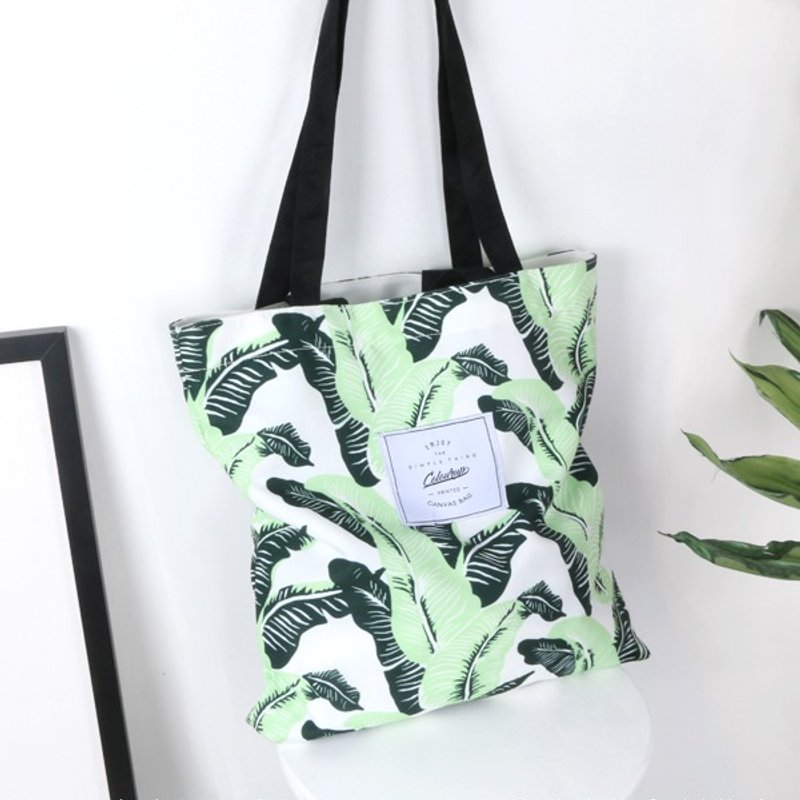 Colour-Up 手提肩背/包包/帆布包＊芭蕉叶 - 侧背包/斜挎包 - 棉．麻 白色