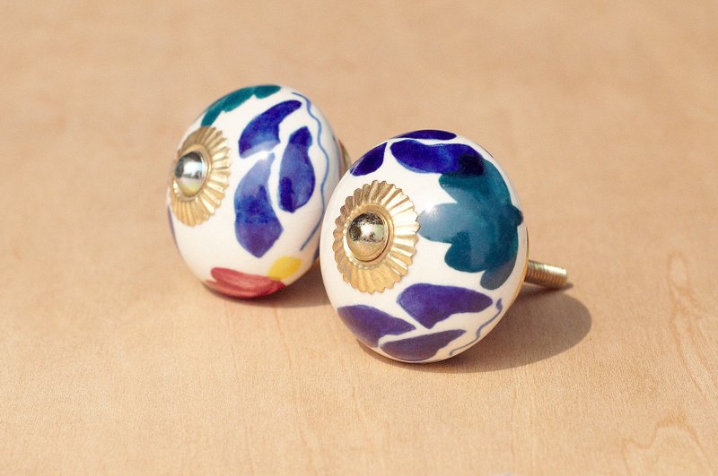 英式复古手绘陶瓷手把/陶瓷窗户门把/工业风门把-摩洛哥风花朵 - 花瓶/陶器 - 陶 多色