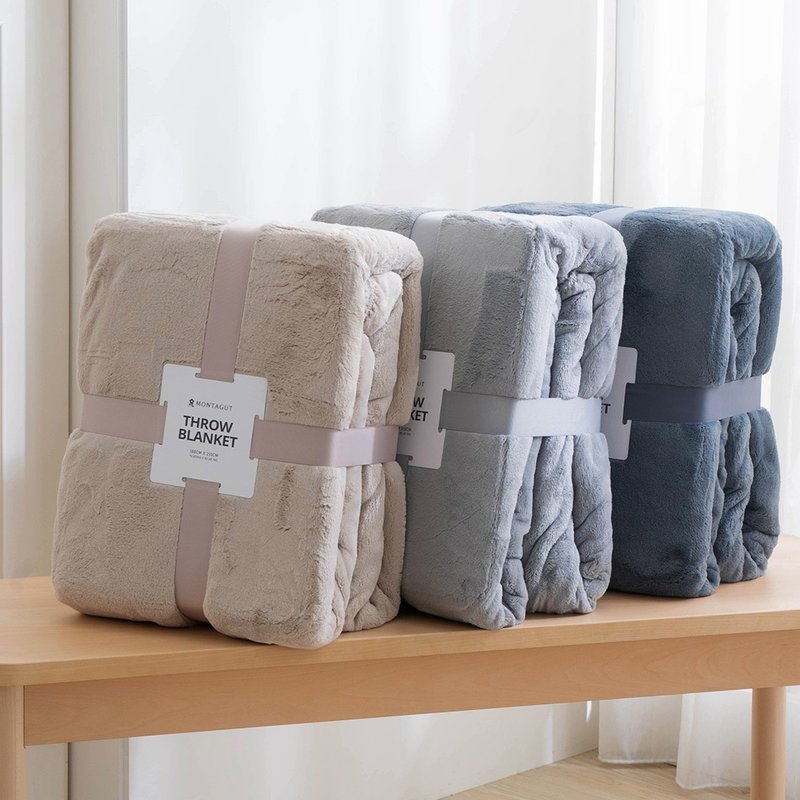 送礼首选-法兰绒双面三角针毯/雾沙 - 被子/毛毯 - 聚酯纤维 卡其色