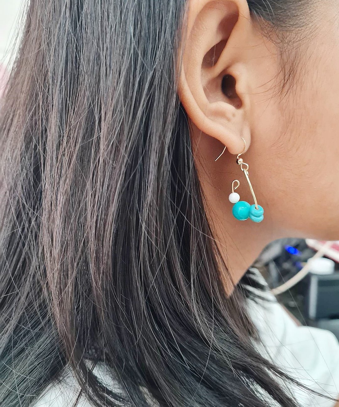 Amazonite Stone Lucky Stone Hook Earrings - 耳环/耳夹 - 石头 多色
