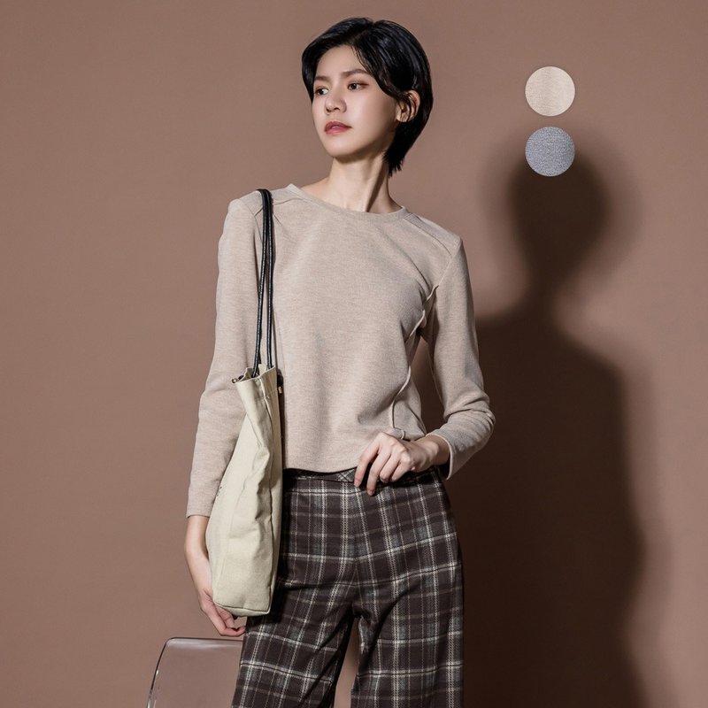 【MEDUSA】切线素面内搭上衣-2色(M-XL) | 女休闲上衣 女上衣 - 女装上衣 - 其他人造纤维 卡其色