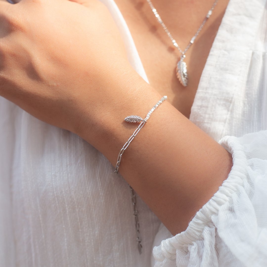 Song of Celebration Feather Chain Bracelet - 手链/手环 - 纯银 