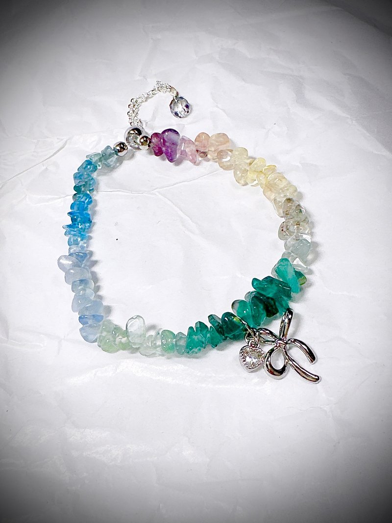 C&W 天然彩虹糖多巴胺渐变多彩s925纯银抽拉式手链 - 手链/手环 - 玉石 多色