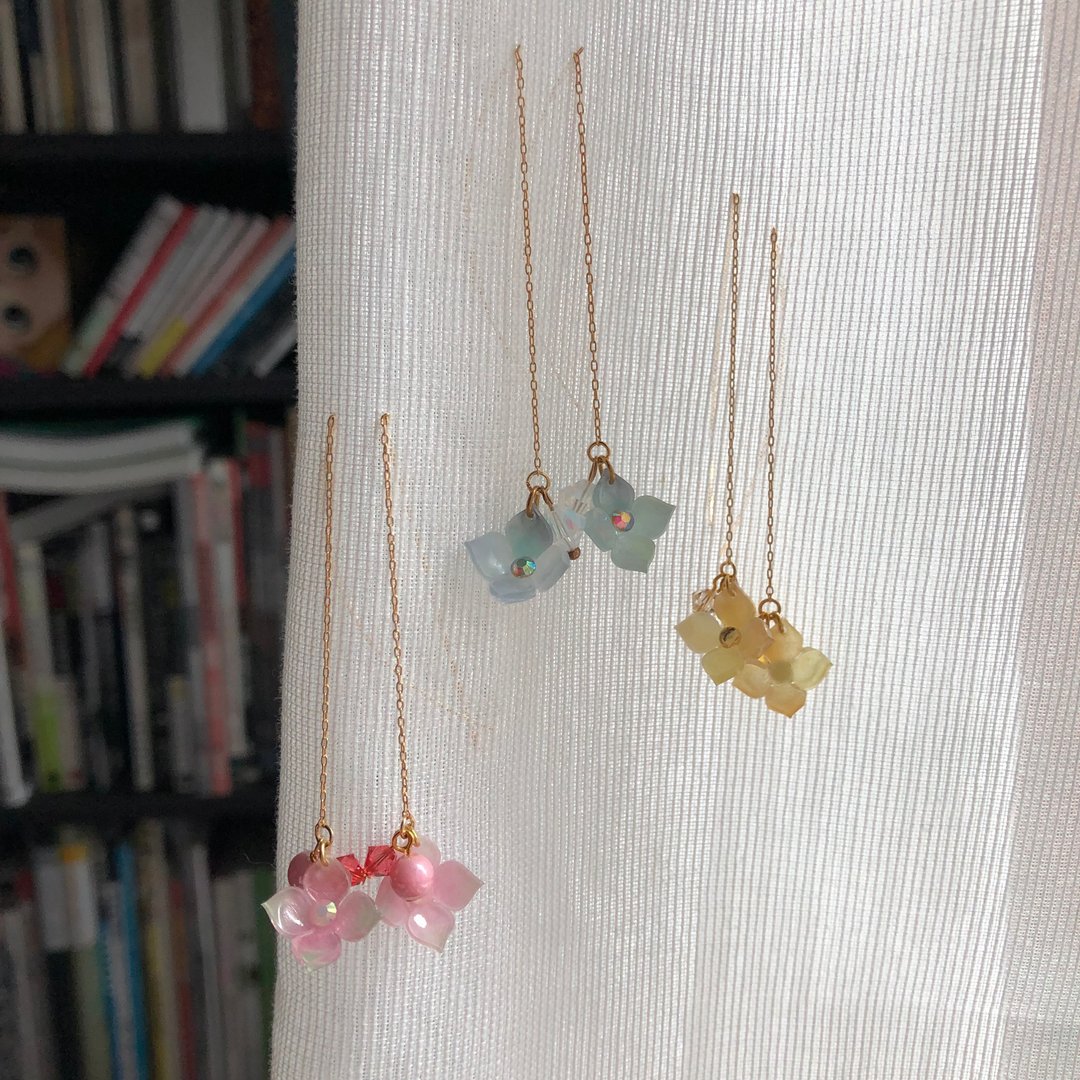 夏日 雨后绣球 紫阳花耳环 - 耳环/耳夹 - 其他材质 