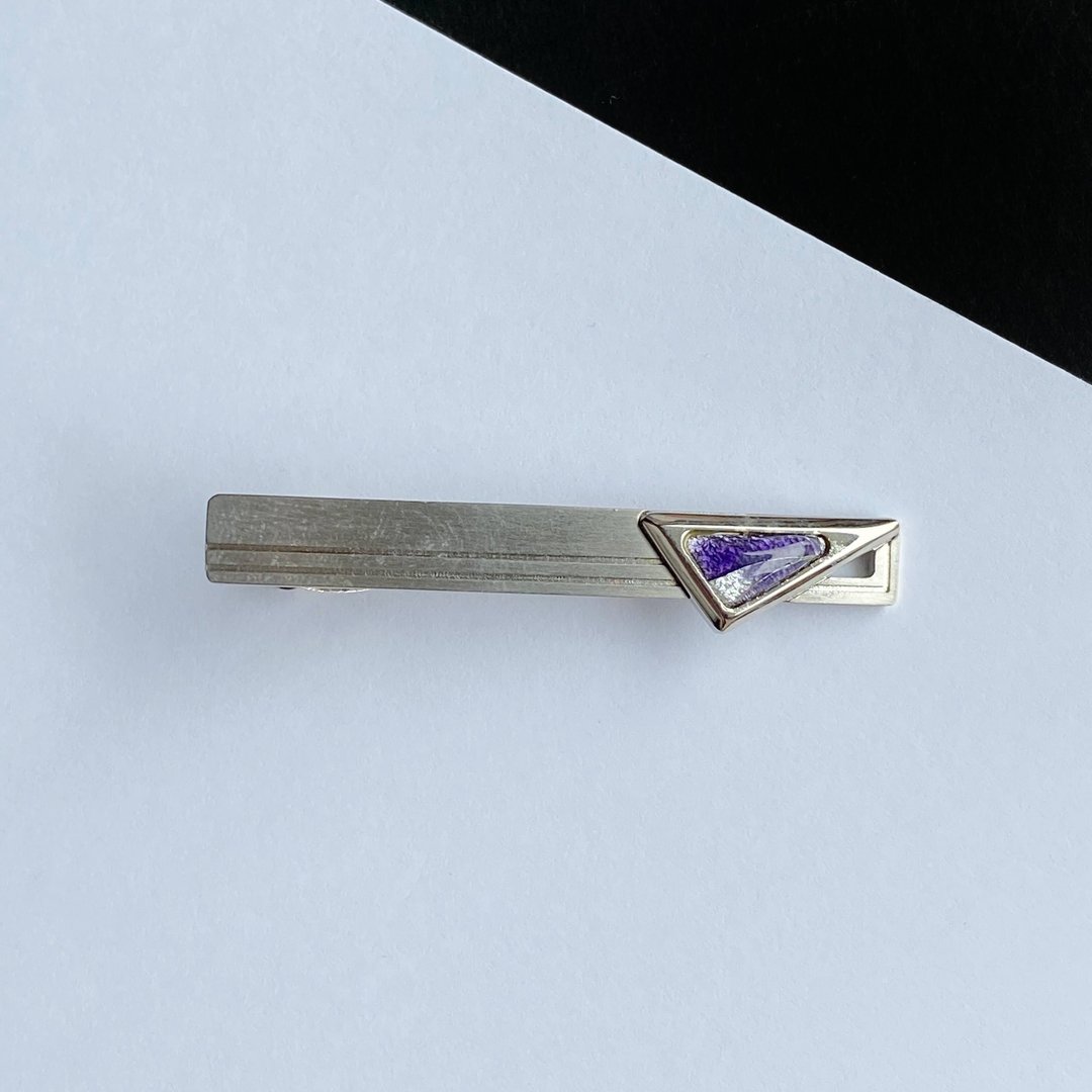 Space [Amethyst Amethyst] Cloisonne Tie Clip Pure Silver Wired Cloisonne - 领带/领带夹 - 其他材质 紫色