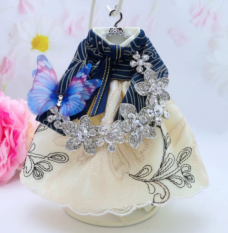 柠檬手作饰品 流云蝴蝶金线蕾丝韩服手作钥匙圈包包吊饰 - 钥匙链/钥匙包 - 棉．麻 