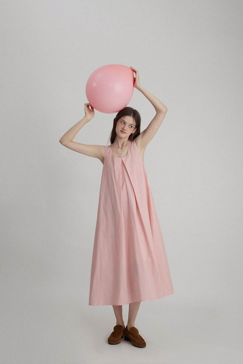 夏天的礼物 U型领背心连身裙 - 洋装/连衣裙 - 其他材质 粉红色