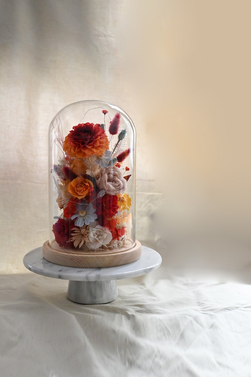 走过四季 永生花系列作品 盛夏花火 - 干燥花/捧花 - 玻璃 橘色