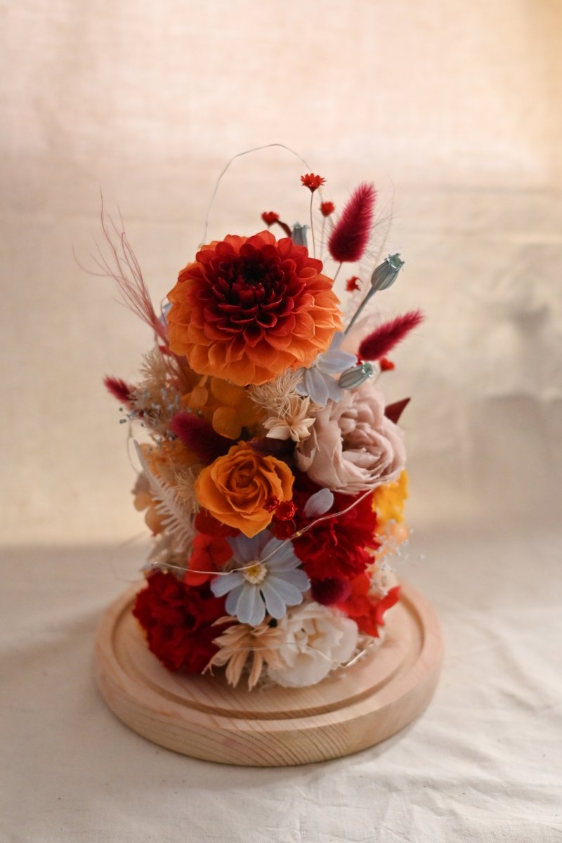 走过四季 永生花系列作品 盛夏花火 - 干燥花/捧花 - 玻璃 橘色