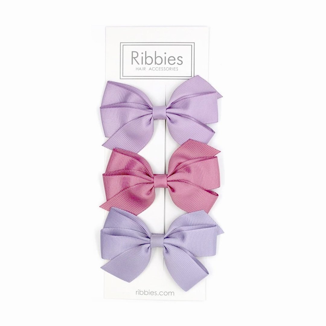 英国Ribbies 经典中蝴蝶结3入组-薰衣草紫 发夹 发饰 - 发饰 - 聚酯纤维 