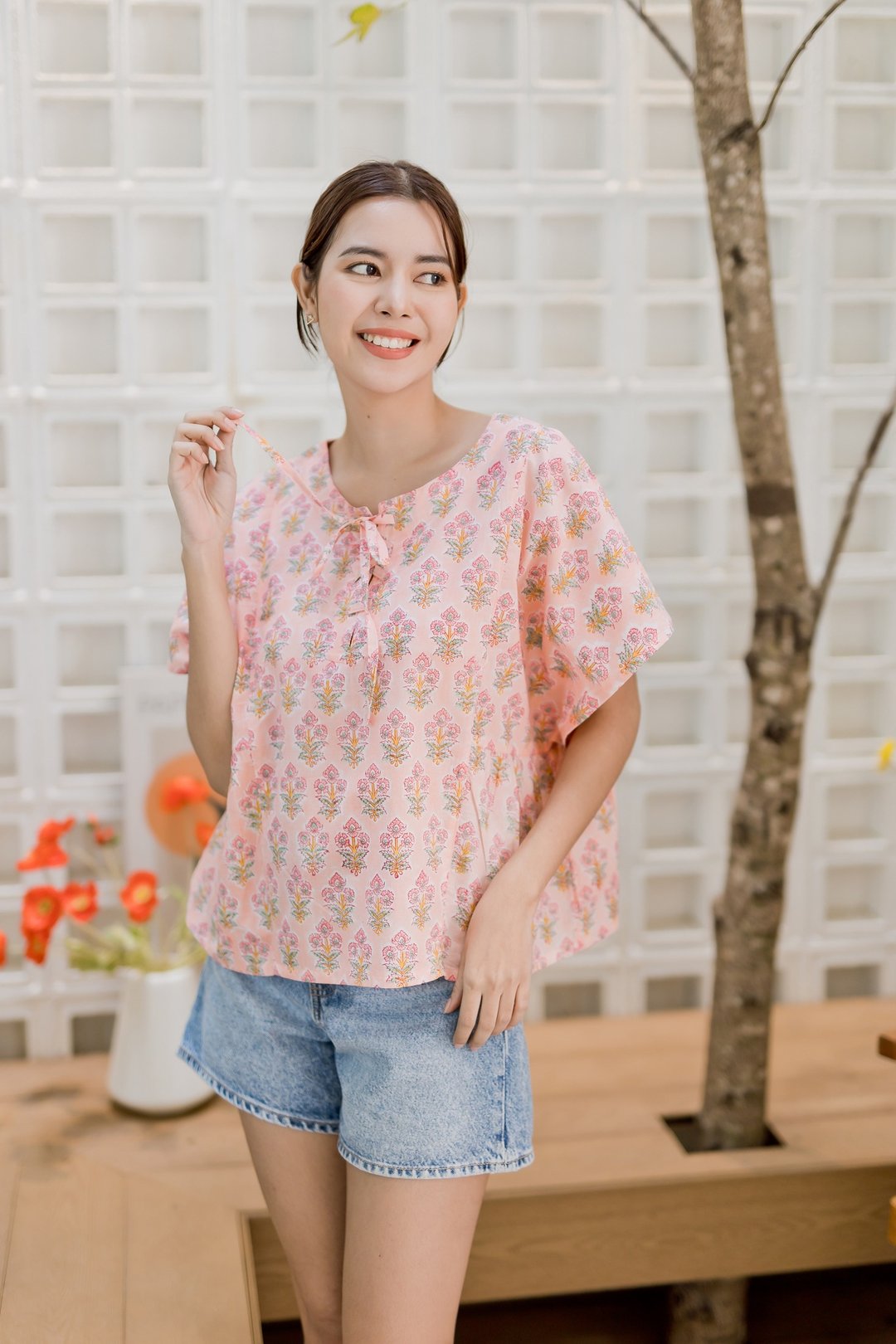 Indian Handblocked Japanese Style Blouse 日式风格上衣 - 女装上衣 - 棉 多色