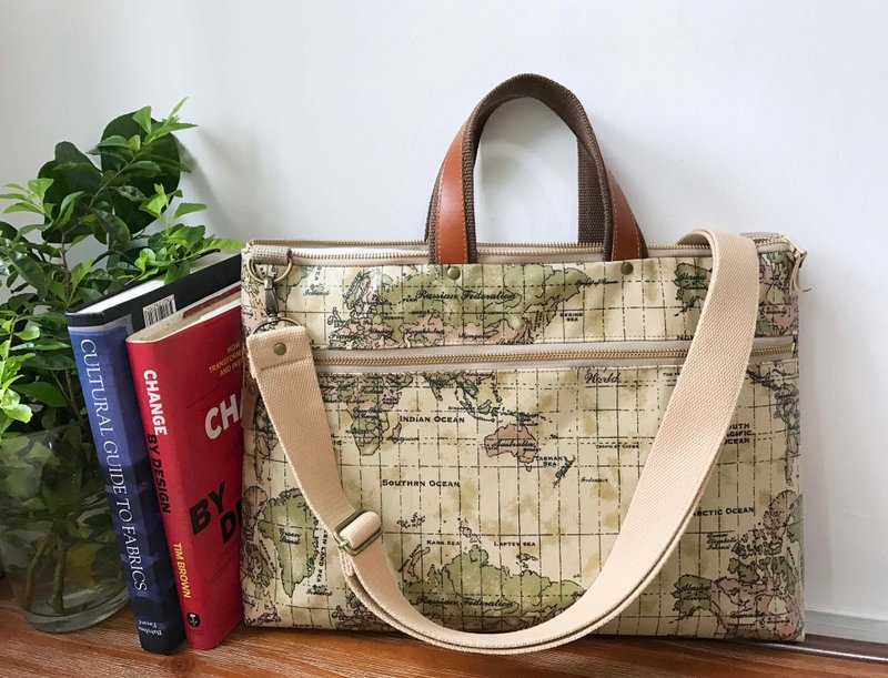 手作，订作15寸Macbook 笔电袋，笔电包，2way手提背带电脑袋笔电袋，笔电收纳包 - 电脑包 - 防水材质 咖啡色