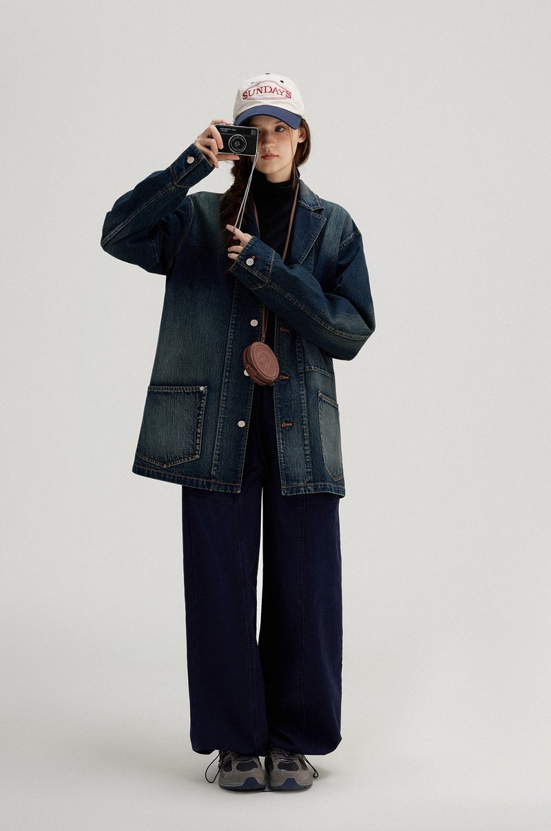 New vintage 做旧牛仔西装外套 - 女装西装外套/风衣 - 其他材质 蓝色