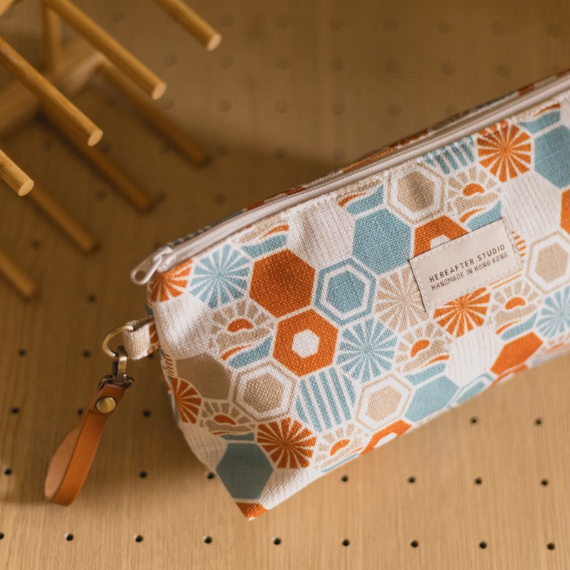 【利是袋】塞拉利昂 / 六角磁砖 / 橙 - 化妆包/杂物包 - 棉．麻 橘色