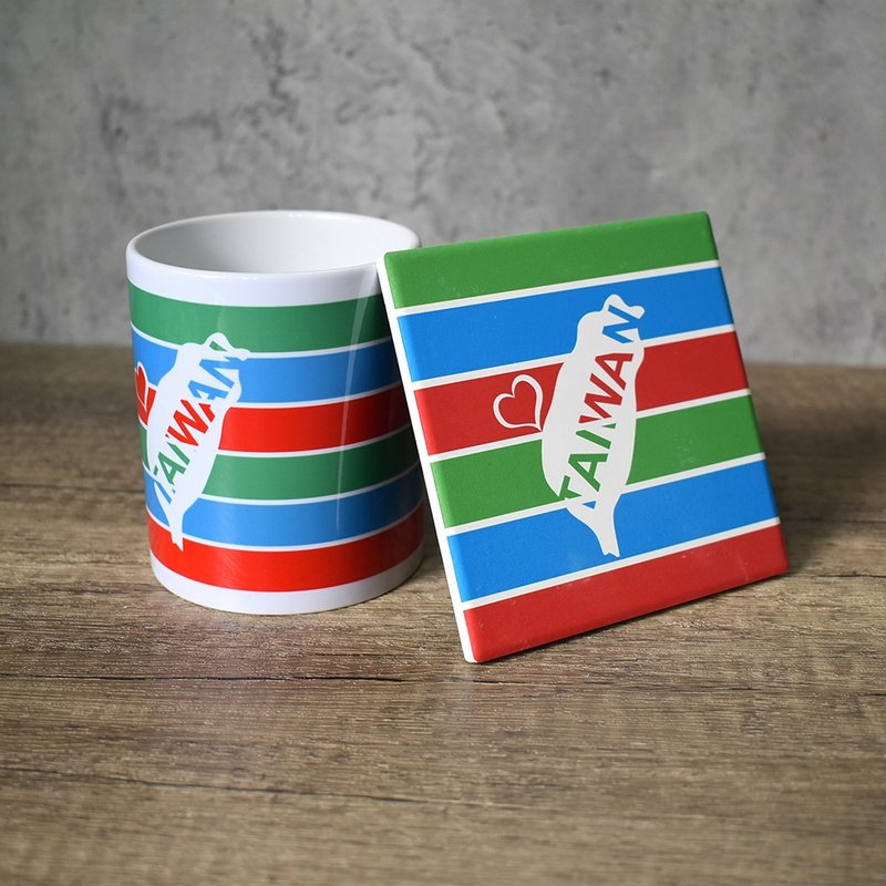 【桐鹿】茄芷风格 马克杯+杯垫组_爱台湾 - 咖啡杯/马克杯 - 瓷 红色