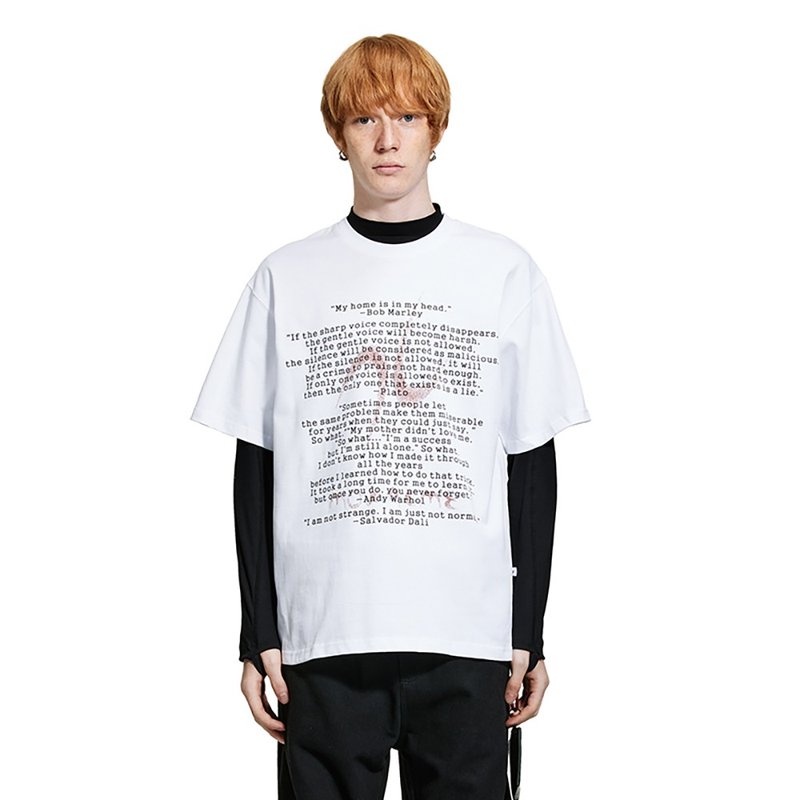 MOKACME 24SS 复古做旧喷漆标语段落印花clean fit重磅短袖棉t - 男装上衣/T 恤 - 棉．麻 白色