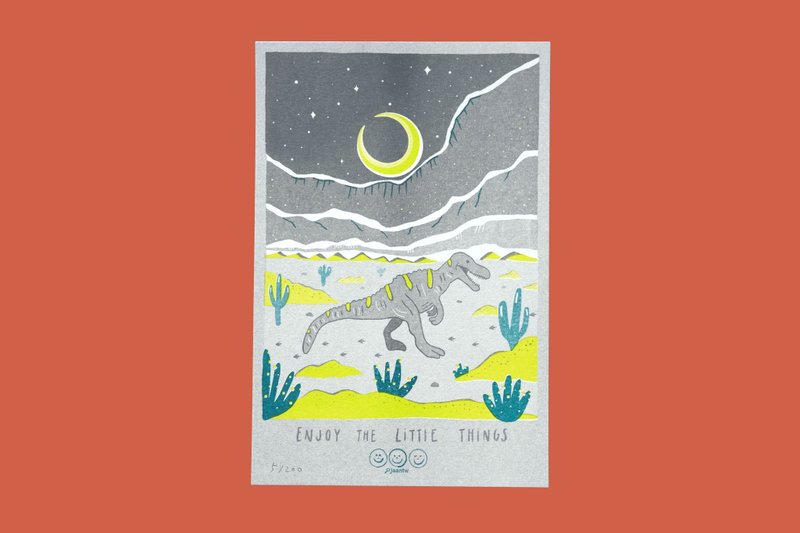 始盗龙・恐龙系列卡片 ||  Risograph 孔版印刷 / 明信片 / 限量 - 卡片/明信片 - 纸 多色