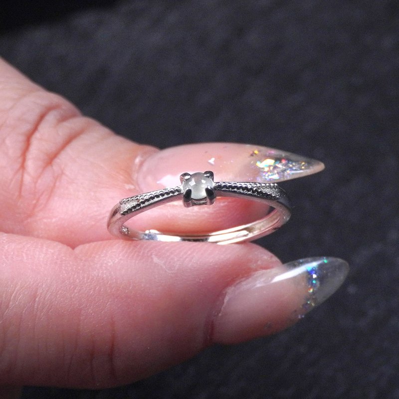 冰种翡翠蛋面戒指 925纯银 | 天然缅甸玉翡翠A货 | 送礼 - 戒指 - 玉石 透明