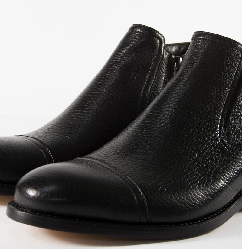 意大利真皮鹿皮绅士短靴 - 男款靴子 - 真皮 黑色
