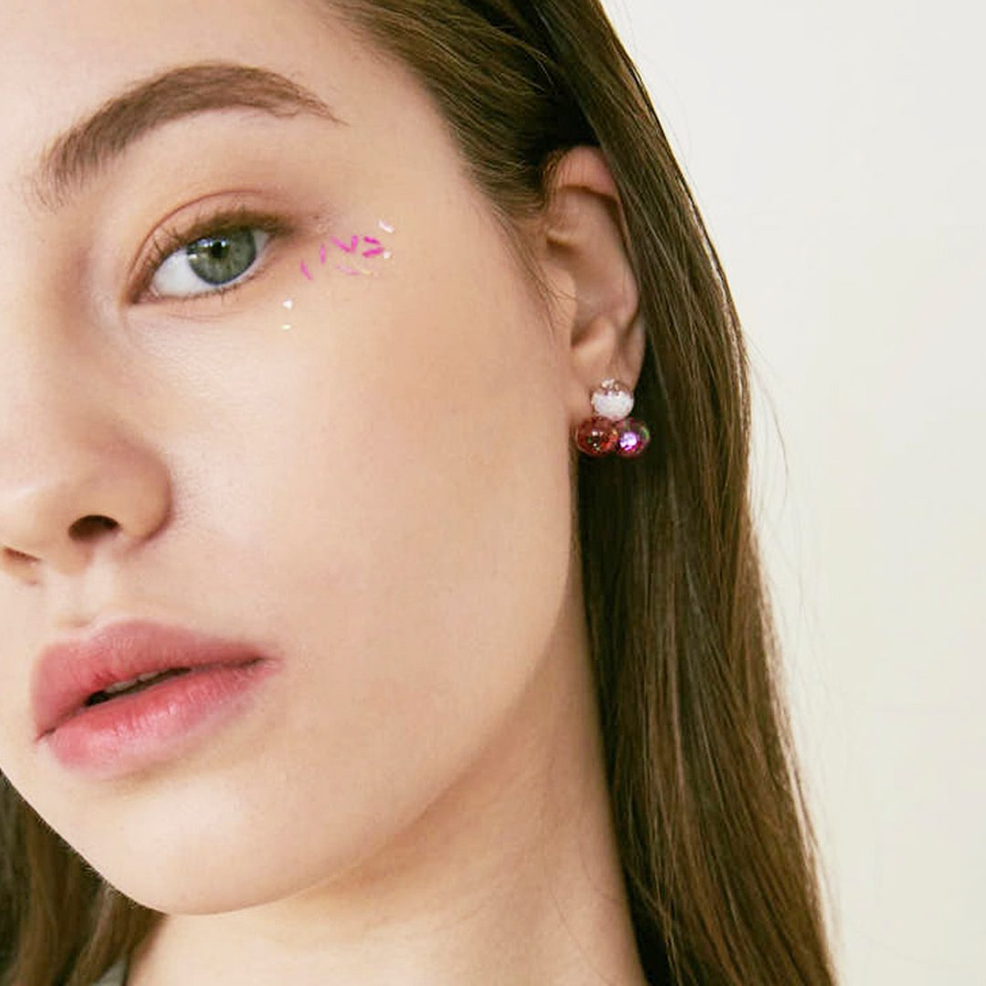 Colorful Snowball Pinwheel Earrings - 耳环/耳夹 - 玻璃 