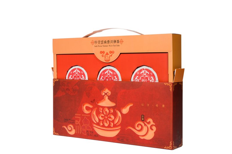 珍宝云南普洱饼茶礼盒 - 茶 - 新鲜食材 红色