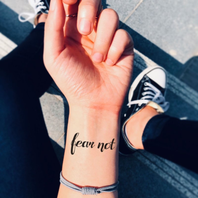 OhMyTat 不要怕 Fear Not 刺青图案纹身贴纸 (2 张) - 纹身贴 - 纸 黑色