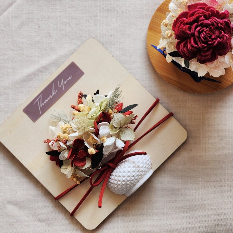 永生花立体扩香卡片 二十四节气命名 石膏花瓶可扩香 木片卡片 - 香薰/精油/线香 - 木头 