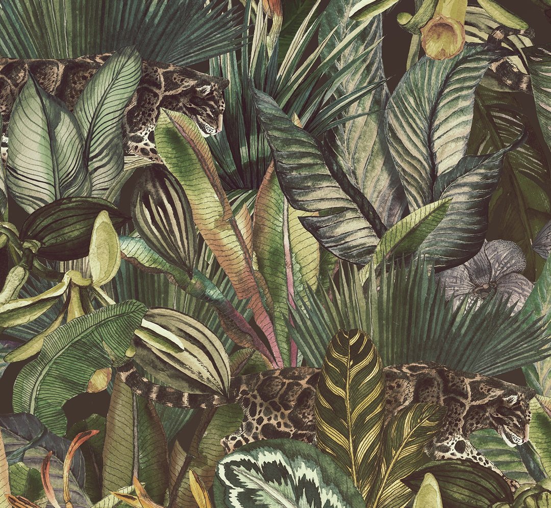 Leopard in the jungle. 5 seamless patterns in JPEG format. Clipart - 插画/绘画/写字 - 其他材质 