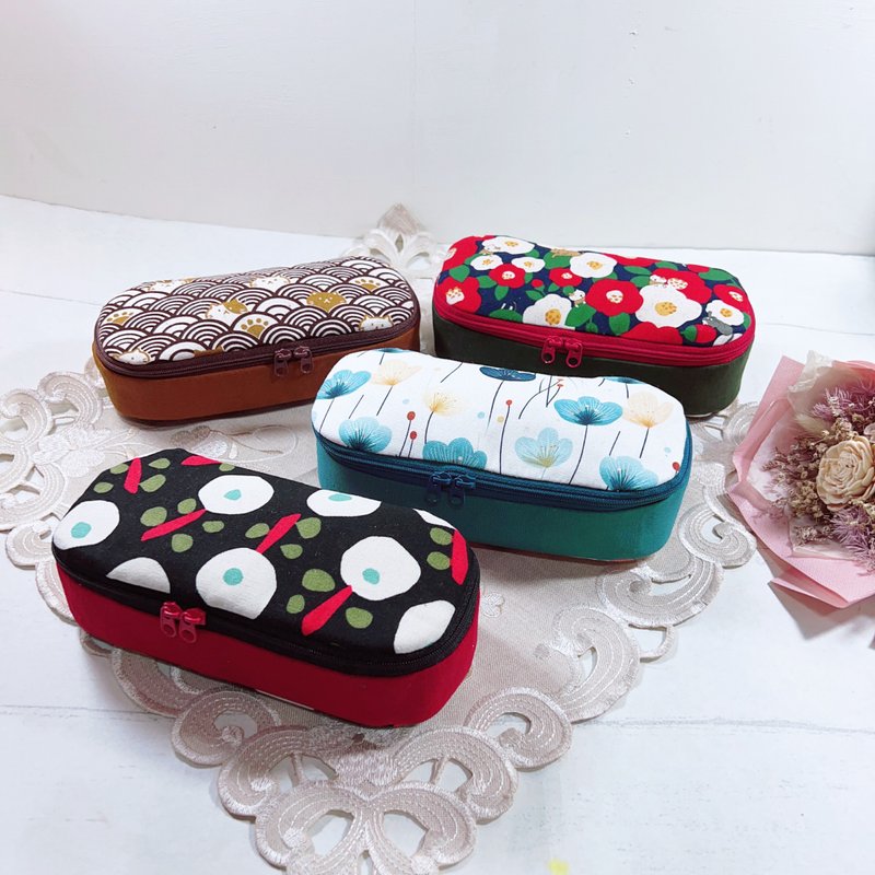 椭圆形盒状多功能收纳包/眼镜盒/化妆包/笔盒 - 化妆包/杂物包 - 棉．麻 