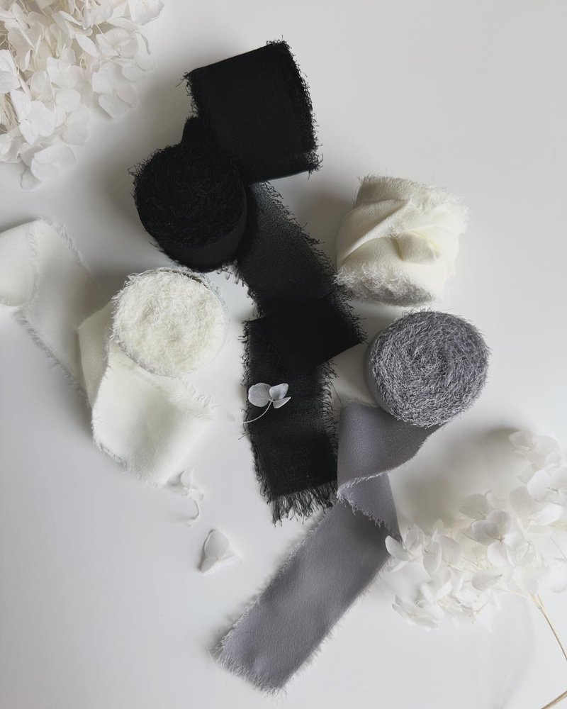 雪纺丝带（手工剪裁）25mm，5M - 其他 - 丝．绢 白色