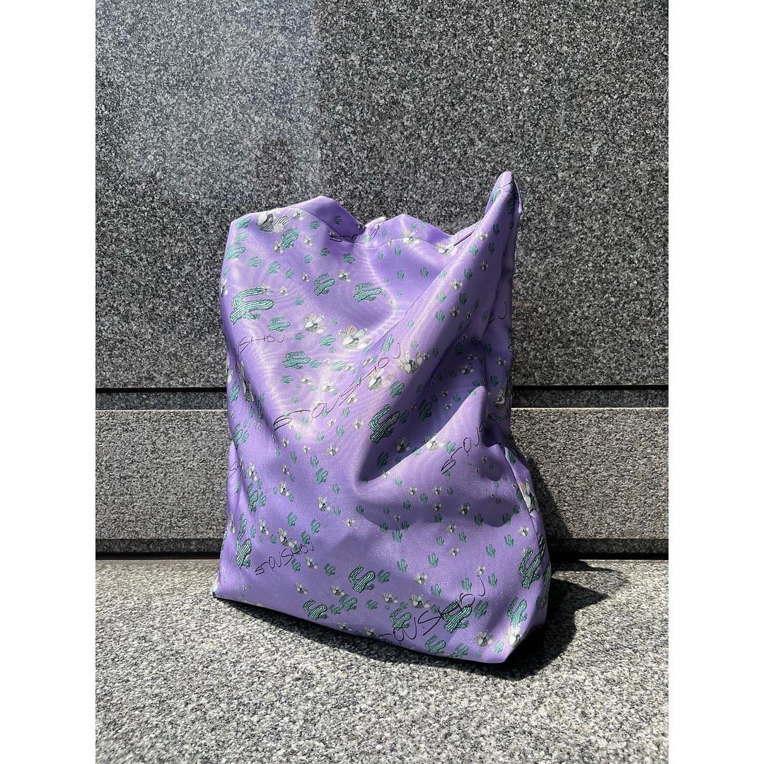 印花购物袋 礼物 防泼水 托特包 / 咻咻 - 手提包/手提袋 - 聚酯纤维 紫色