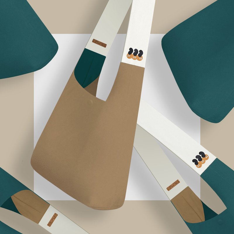 【 纪念日礼物 x 双面可用 】自然卷 x 手感夹心帆布包－焦糖木色 - 侧背包/斜挎包 - 其他材质 卡其色