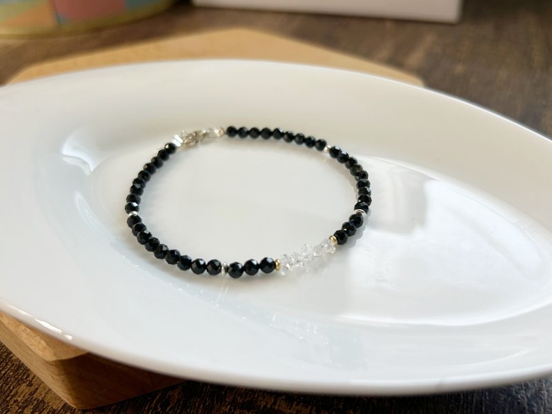 赫基蒙 黑尖晶石 925银【黑蒙】对应所有脉轮 强力净化 - 手链/手环 - 水晶 黑色